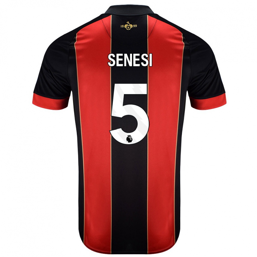 Kids Football Marcos Senesi #5 Red Black Home Jersey 2024/25 T-Shirt Nz