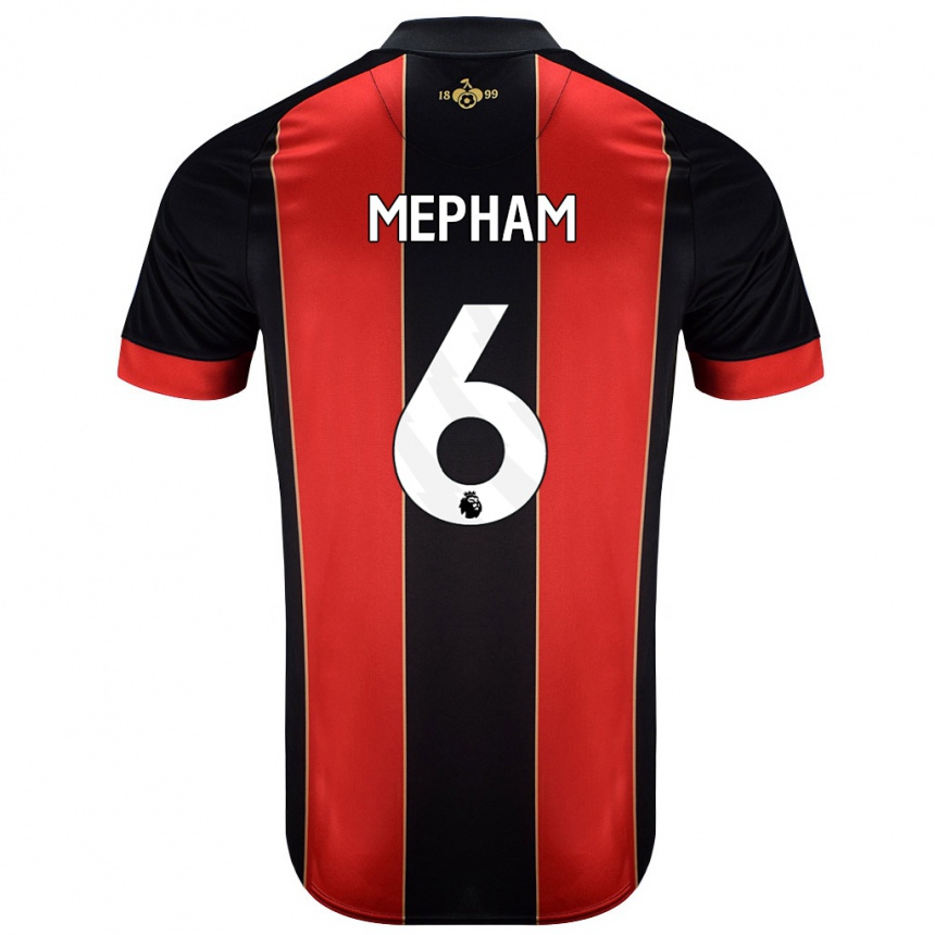 Kids Football Chris Mepham #6 Red Black Home Jersey 2024/25 T-Shirt Nz