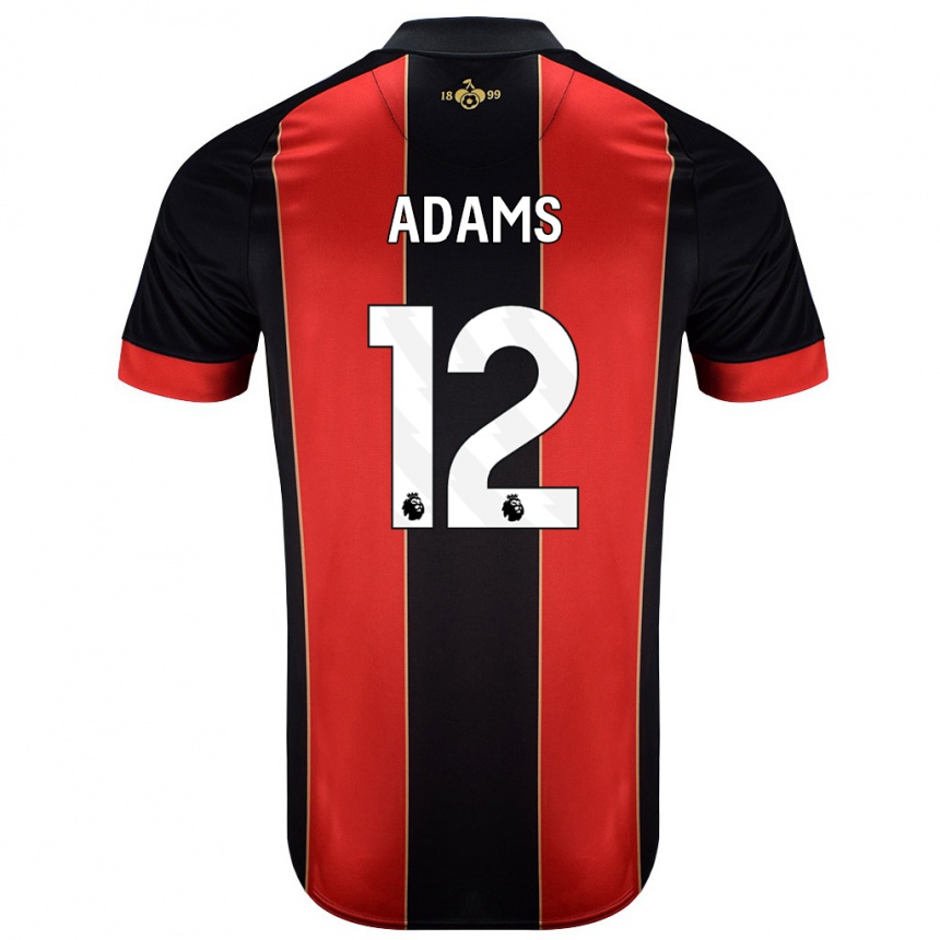 Kids Football Tyler Adams #12 Red Black Home Jersey 2024/25 T-Shirt Nz