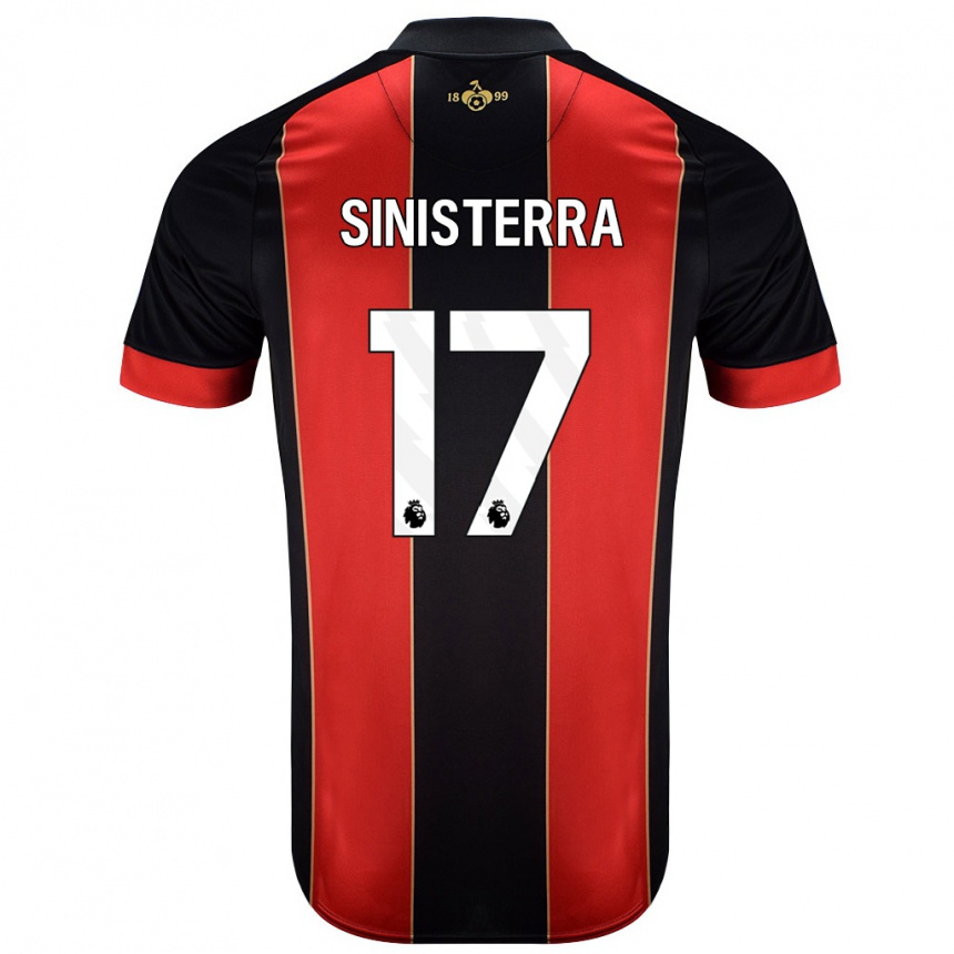 Kids Football Luis Sinisterra #17 Red Black Home Jersey 2024/25 T-Shirt Nz