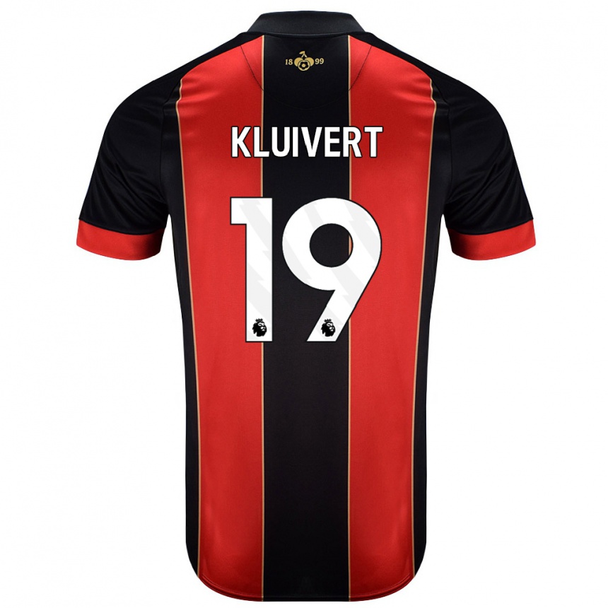 Kids Football Justin Kluivert #19 Red Black Home Jersey 2024/25 T-Shirt Nz