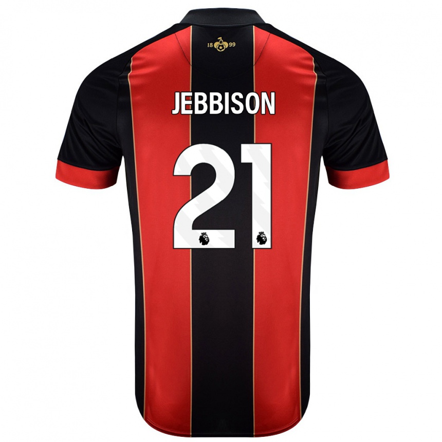 Kids Football Daniel Jebbison #21 Red Black Home Jersey 2024/25 T-Shirt Nz