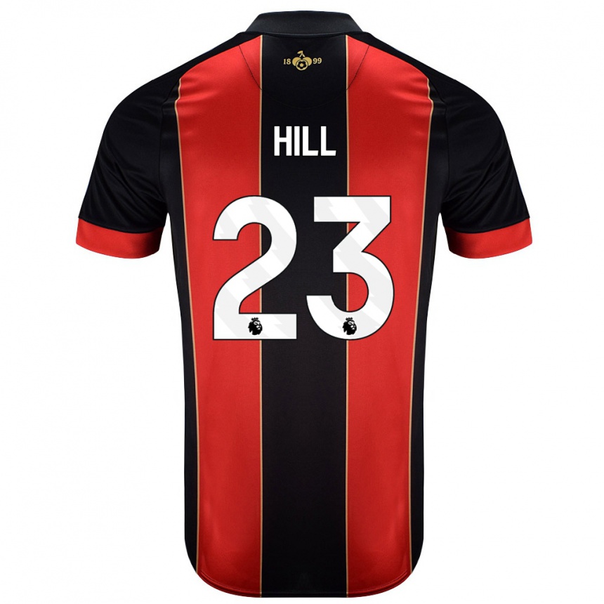 Kids Football James Hill #23 Red Black Home Jersey 2024/25 T-Shirt Nz