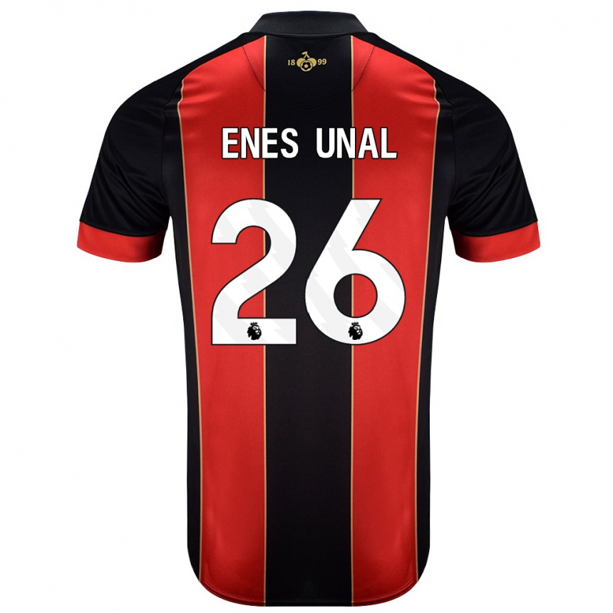 Kids Football Enes Ünal #26 Red Black Home Jersey 2024/25 T-Shirt Nz