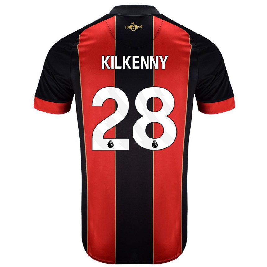 Kids Football Gavin Kilkenny #28 Red Black Home Jersey 2024/25 T-Shirt Nz