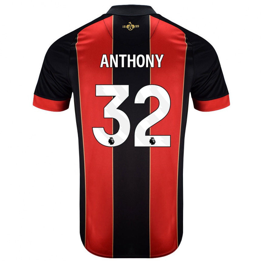 Kids Football Jaidon Anthony #32 Red Black Home Jersey 2024/25 T-Shirt Nz