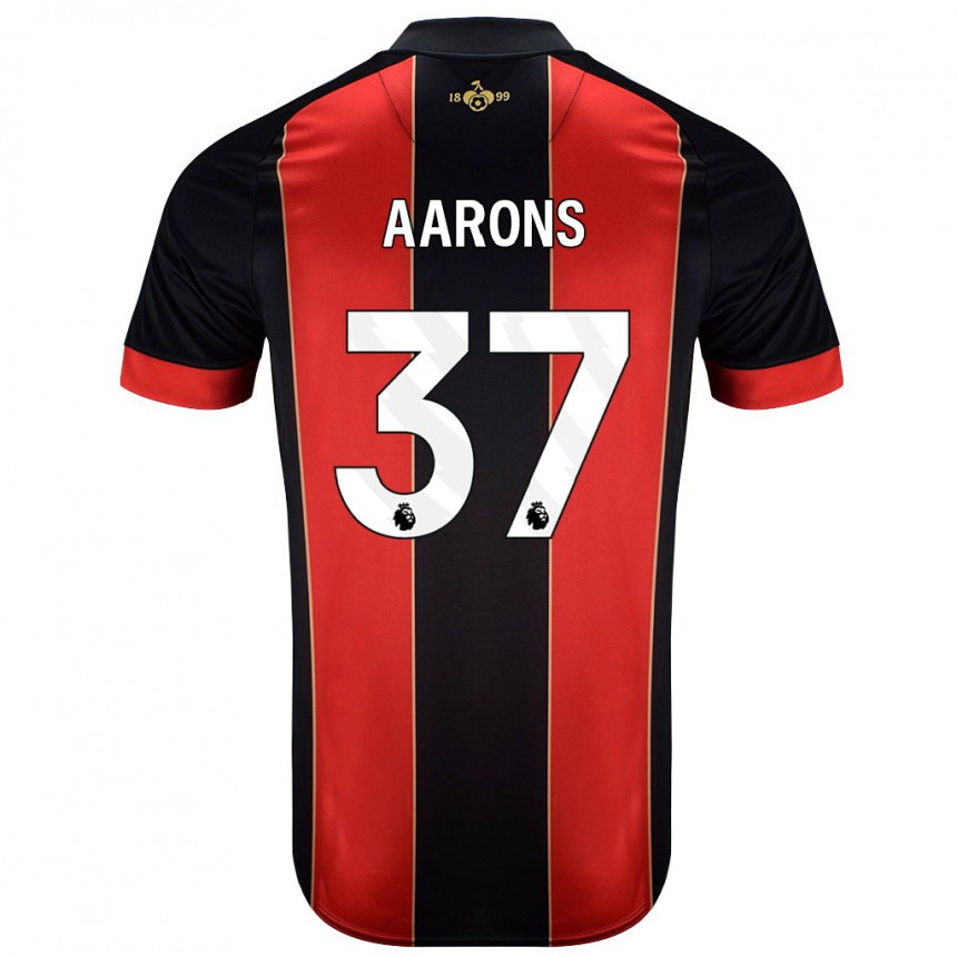 Kids Football Max Aarons #37 Red Black Home Jersey 2024/25 T-Shirt Nz