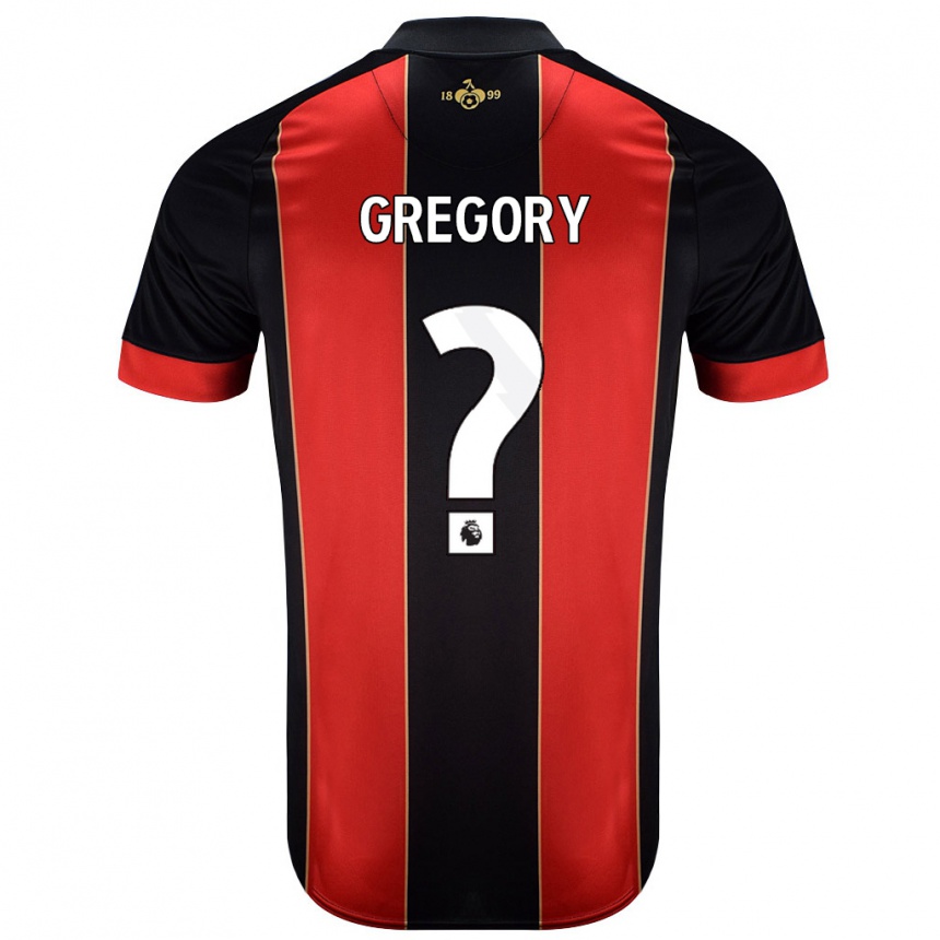 Kids Football Karlos Gregory #0 Red Black Home Jersey 2024/25 T-Shirt Nz