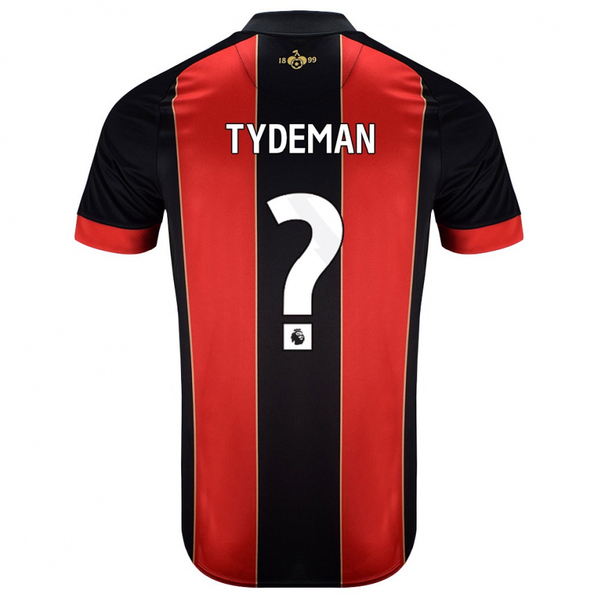 Kids Football Kian Tydeman #0 Red Black Home Jersey 2024/25 T-Shirt Nz