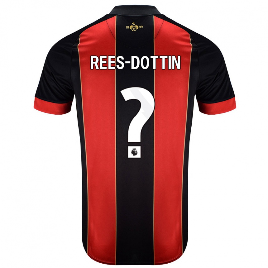 Kids Football Remy Rees-Dottin #0 Red Black Home Jersey 2024/25 T-Shirt Nz