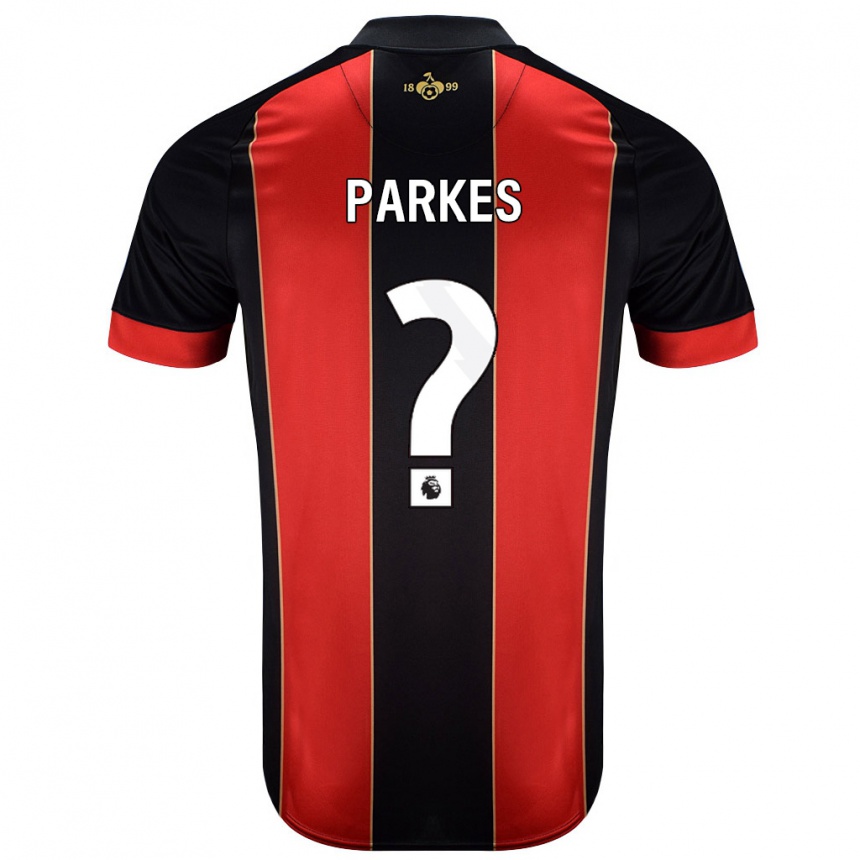 Kids Football Sonny Parkes #0 Red Black Home Jersey 2024/25 T-Shirt Nz