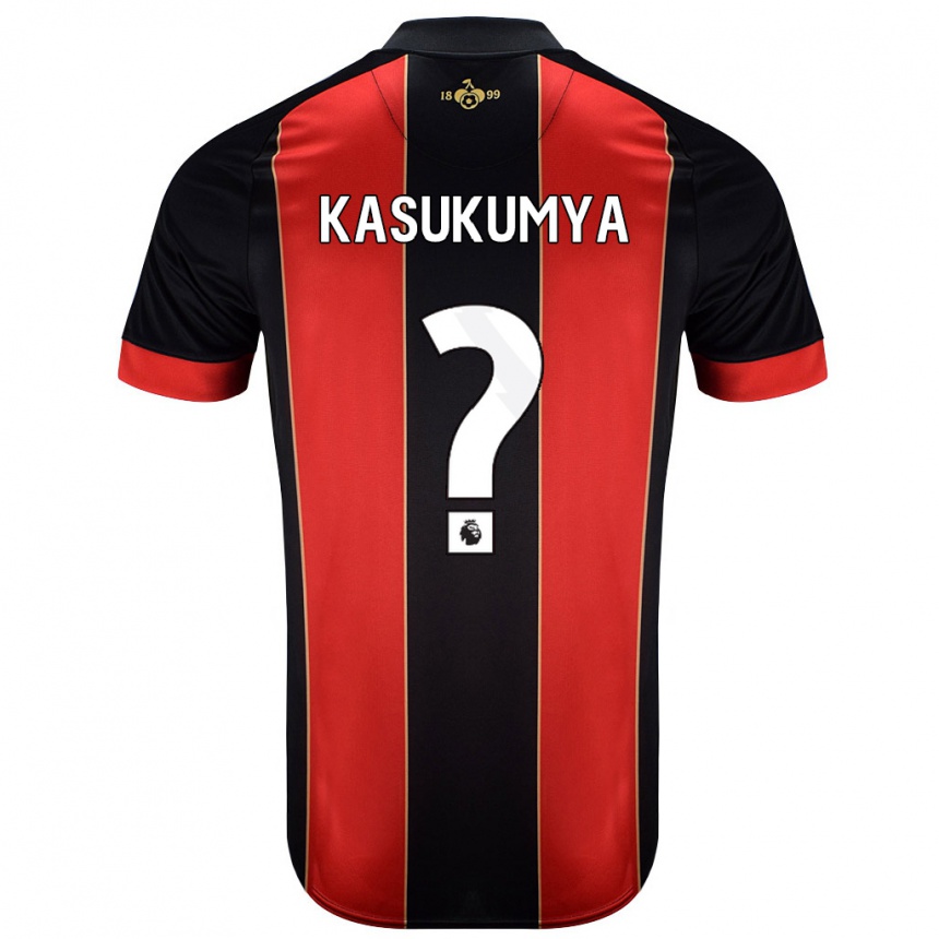 Kids Football Kashanga Kasukumya #0 Red Black Home Jersey 2024/25 T-Shirt Nz