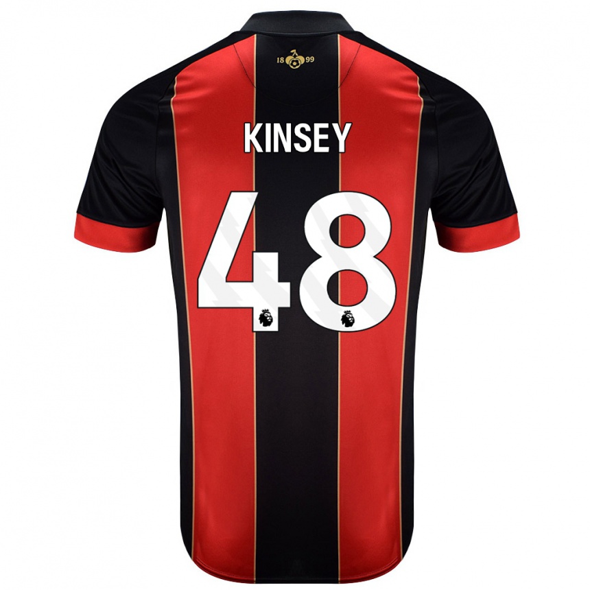 Kids Football Max Kinsey #48 Red Black Home Jersey 2024/25 T-Shirt Nz