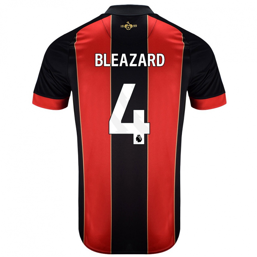 Kids Football Helen Bleazard #4 Red Black Home Jersey 2024/25 T-Shirt Nz