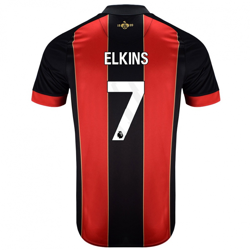 Kids Football Elle Elkins #7 Red Black Home Jersey 2024/25 T-Shirt Nz