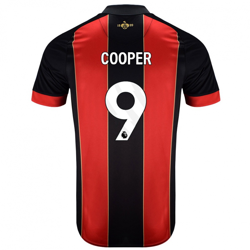 Kids Football Lucy Cooper #9 Red Black Home Jersey 2024/25 T-Shirt Nz