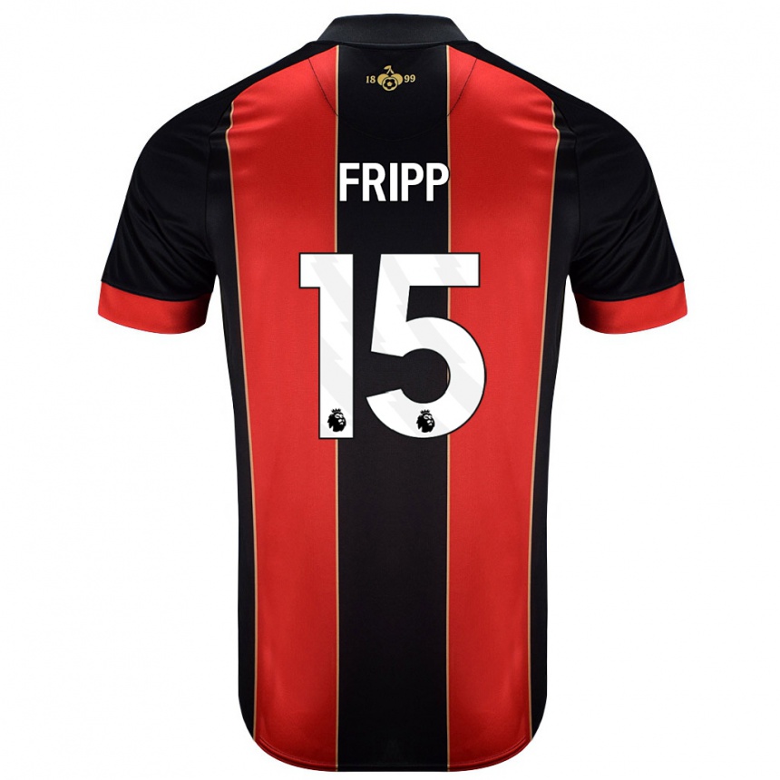 Kids Football Kelly Fripp #15 Red Black Home Jersey 2024/25 T-Shirt Nz