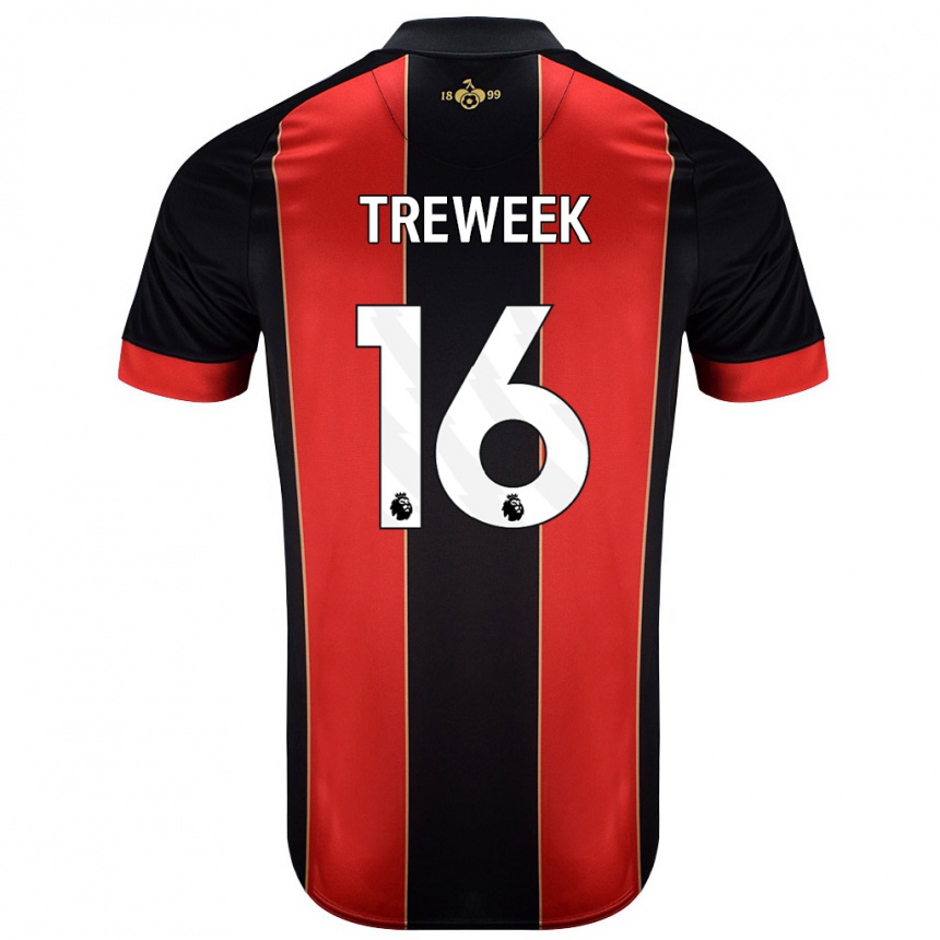 Kids Football Jess Treweek #16 Red Black Home Jersey 2024/25 T-Shirt Nz