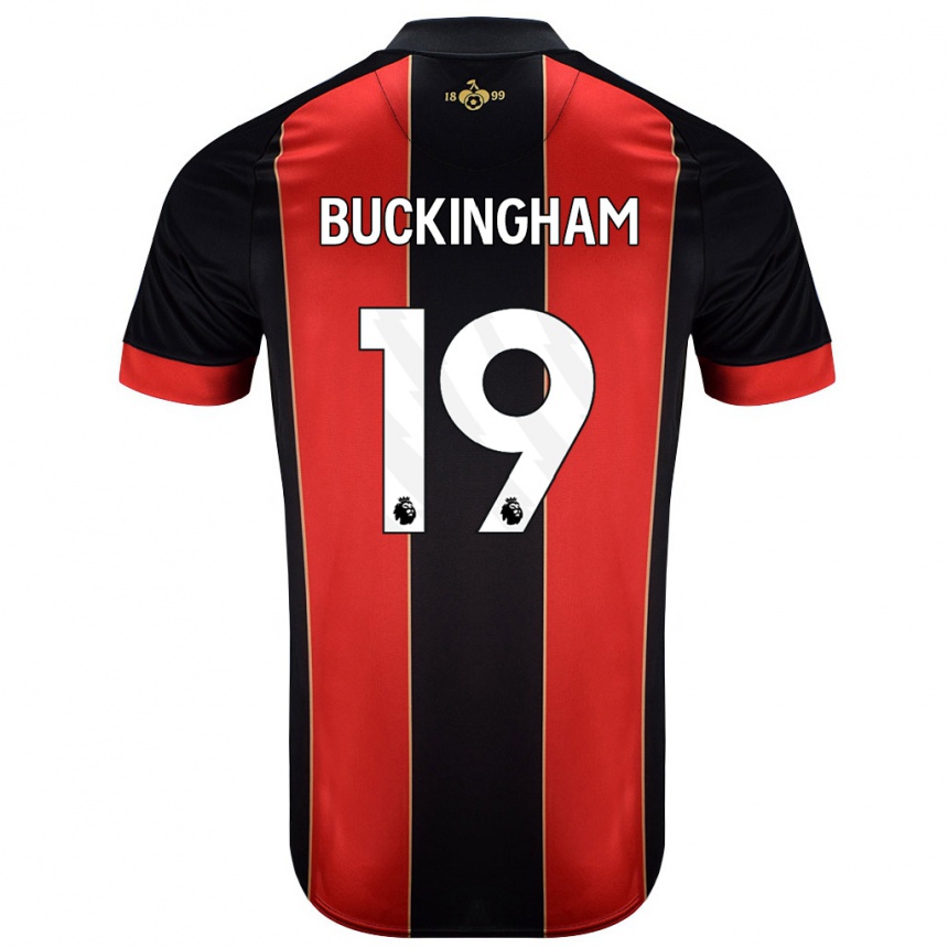 Kids Football Alisha Buckingham #19 Red Black Home Jersey 2024/25 T-Shirt Nz