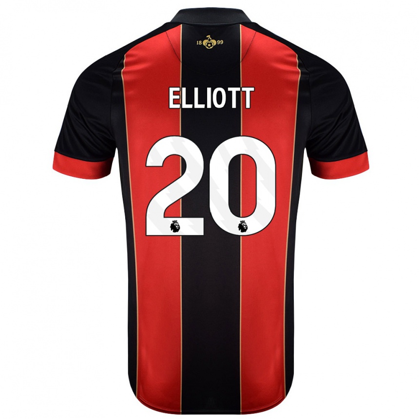 Kids Football Kaitlyn Elliott #20 Red Black Home Jersey 2024/25 T-Shirt Nz