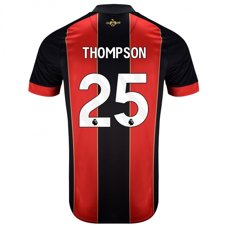 Kids Football Kenni Thompson #25 Red Black Home Jersey 2024/25 T-Shirt Nz