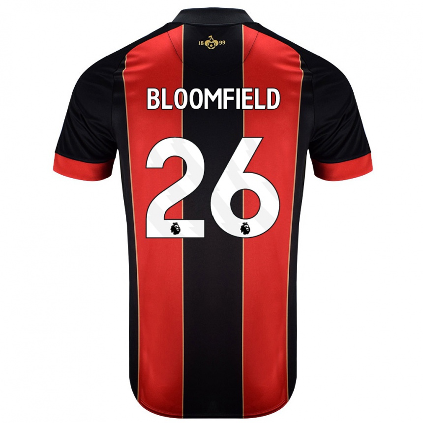 Kids Football Erin Bloomfield #26 Red Black Home Jersey 2024/25 T-Shirt Nz