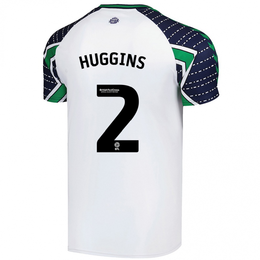 Kids Football Niall Huggins #2 White Away Jersey 2024/25 T-Shirt Nz