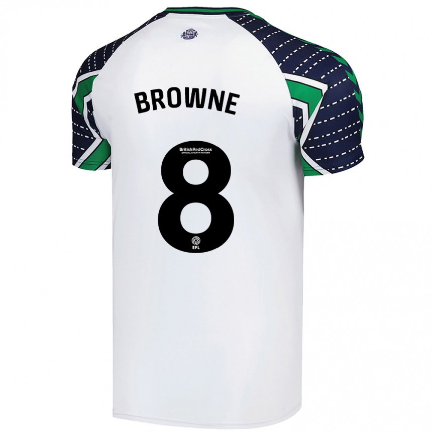 Kids Football Alan Browne #8 White Away Jersey 2024/25 T-Shirt Nz