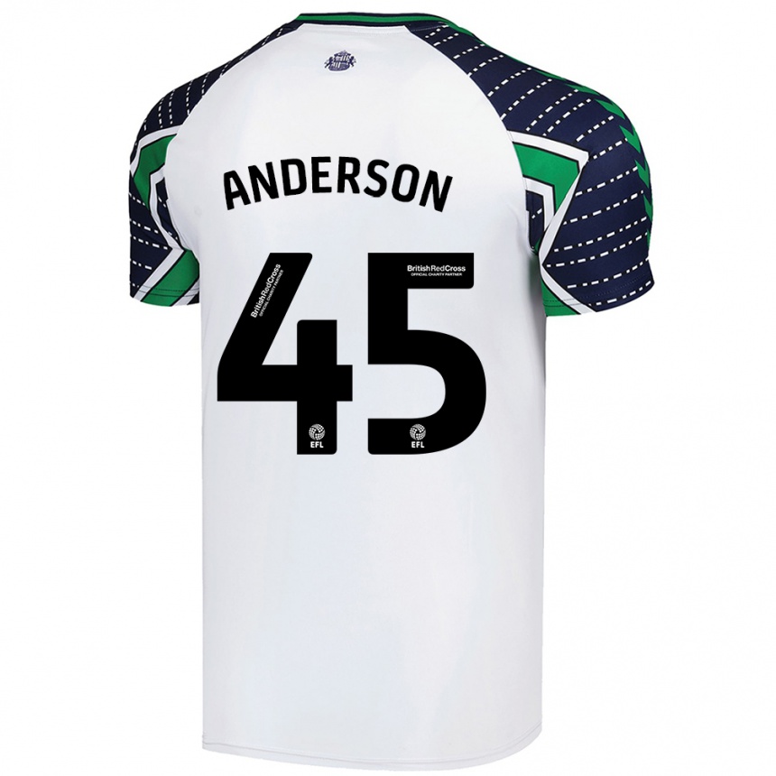 Kids Football Joe Anderson #45 White Away Jersey 2024/25 T-Shirt Nz