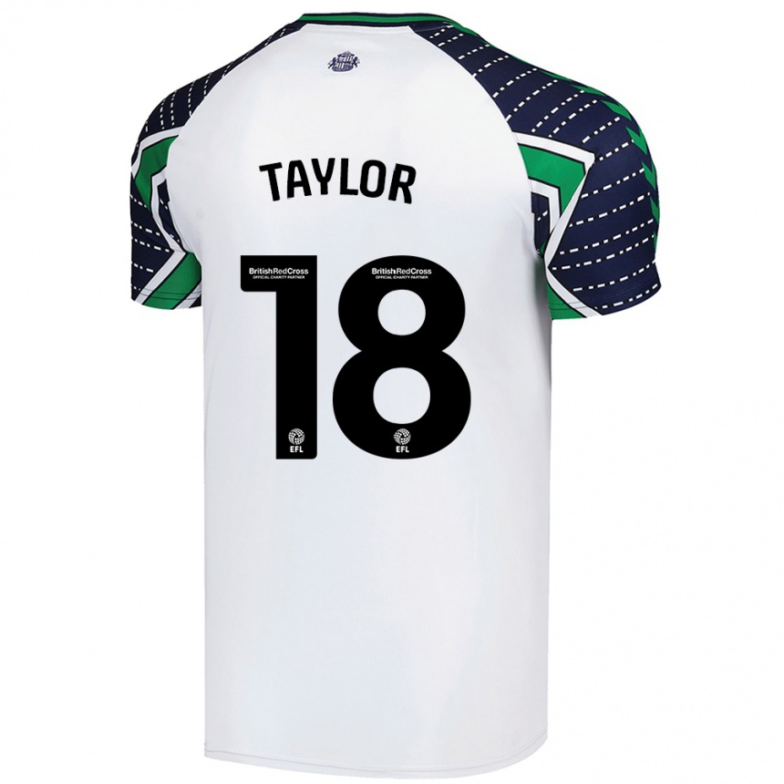 Kids Football Ellis Taylor #18 White Away Jersey 2024/25 T-Shirt Nz