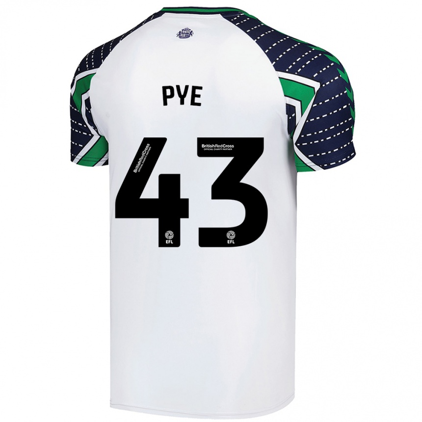 Kids Football Connor Pye #43 White Away Jersey 2024/25 T-Shirt Nz