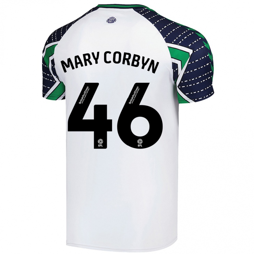 Kids Football Mary Corbyn #46 White Away Jersey 2024/25 T-Shirt Nz