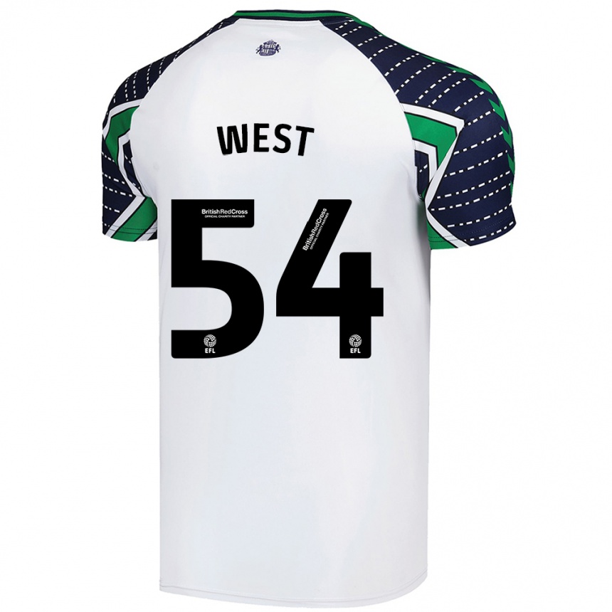 Kids Football Ella West #54 White Away Jersey 2024/25 T-Shirt Nz