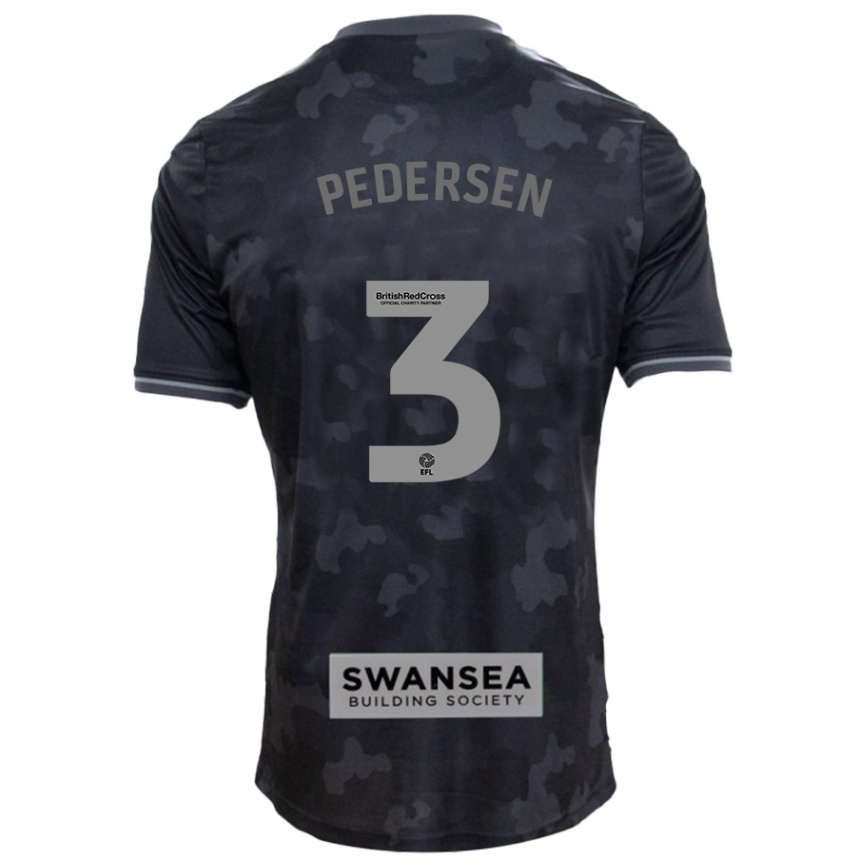 Kids Football Kristian Pedersen #3 Black Away Jersey 2024/25 T-Shirt Nz