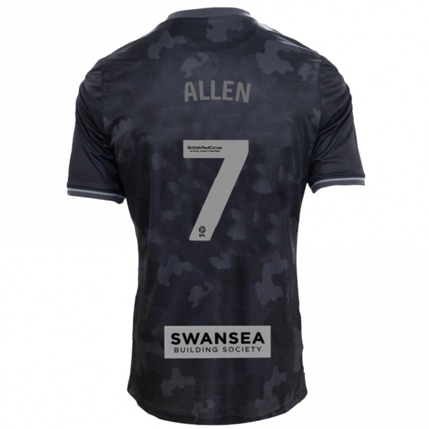 Kids Football Joe Allen #7 Black Away Jersey 2024/25 T-Shirt Nz