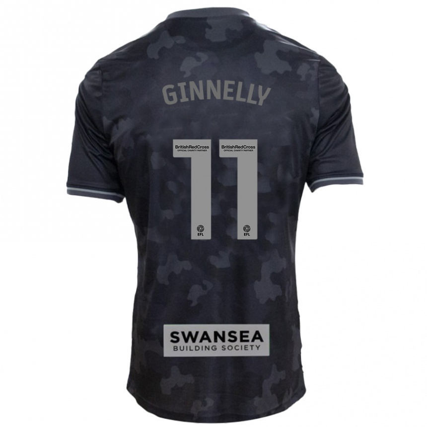 Kids Football Josh Ginnelly #11 Black Away Jersey 2024/25 T-Shirt Nz