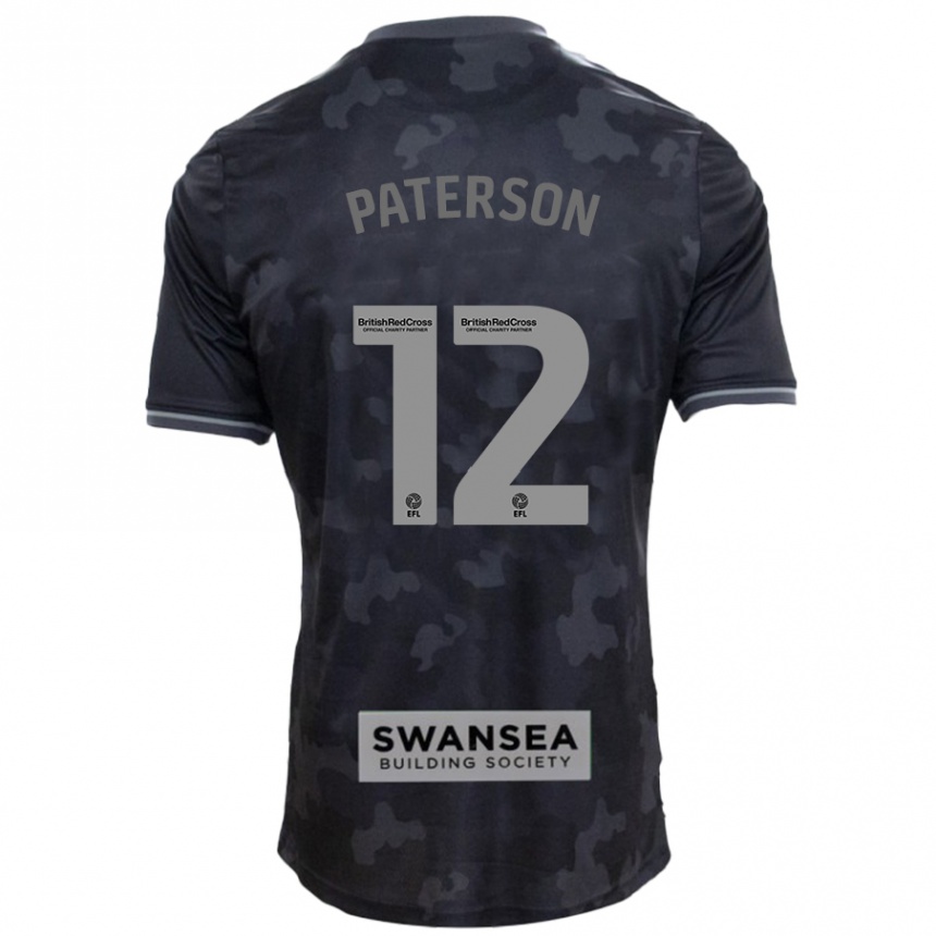 Kids Football Jamie Paterson #12 Black Away Jersey 2024/25 T-Shirt Nz