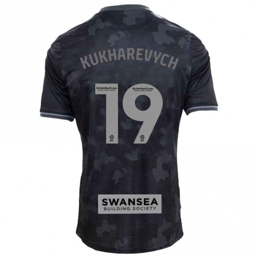 Kids Football Mykola Kukharevych #19 Black Away Jersey 2024/25 T-Shirt Nz