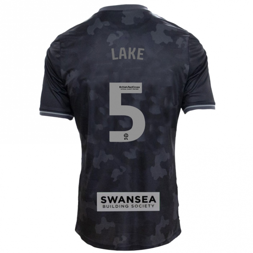 Kids Football Ellie Lake #5 Black Away Jersey 2024/25 T-Shirt Nz