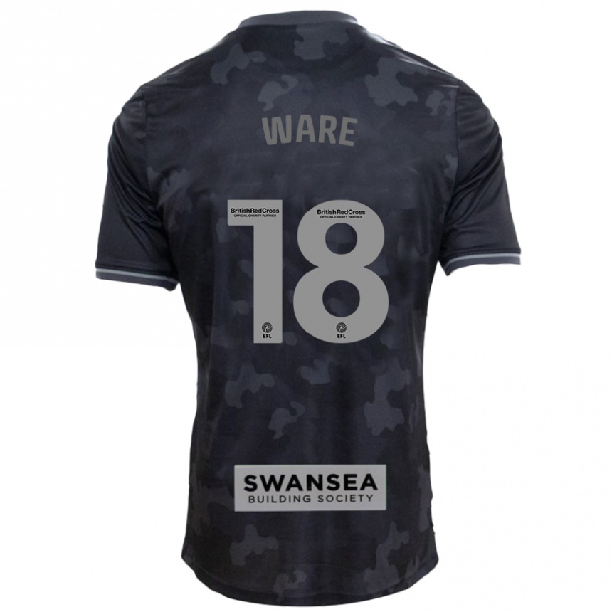 Kids Football Phoebe Ware #18 Black Away Jersey 2024/25 T-Shirt Nz