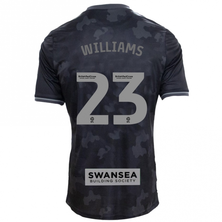 Kids Football Jessica Williams #23 Black Away Jersey 2024/25 T-Shirt Nz