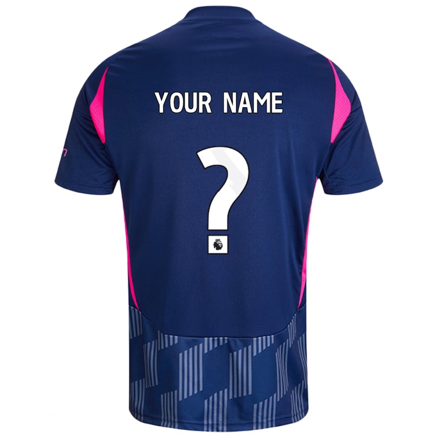 Kids Football Your Name #0 Royal Blue Pink Away Jersey 2024/25 T-Shirt Nz