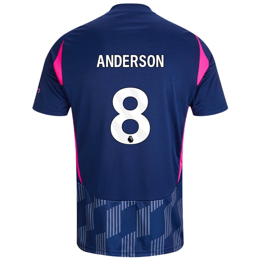 Kids Football Elliot Anderson #8 Royal Blue Pink Away Jersey 2024/25 T-Shirt Nz