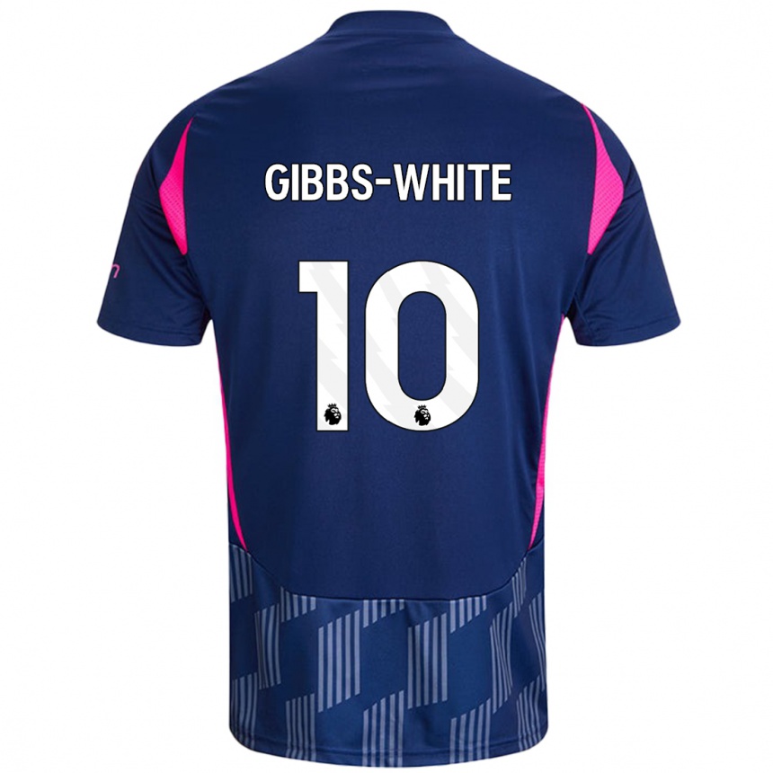 Kids Football Morgan Gibbs-White #10 Royal Blue Pink Away Jersey 2024/25 T-Shirt Nz