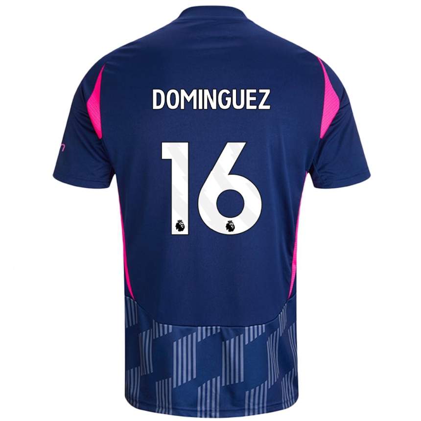 Kids Football Nicolás Domínguez #16 Royal Blue Pink Away Jersey 2024/25 T-Shirt Nz