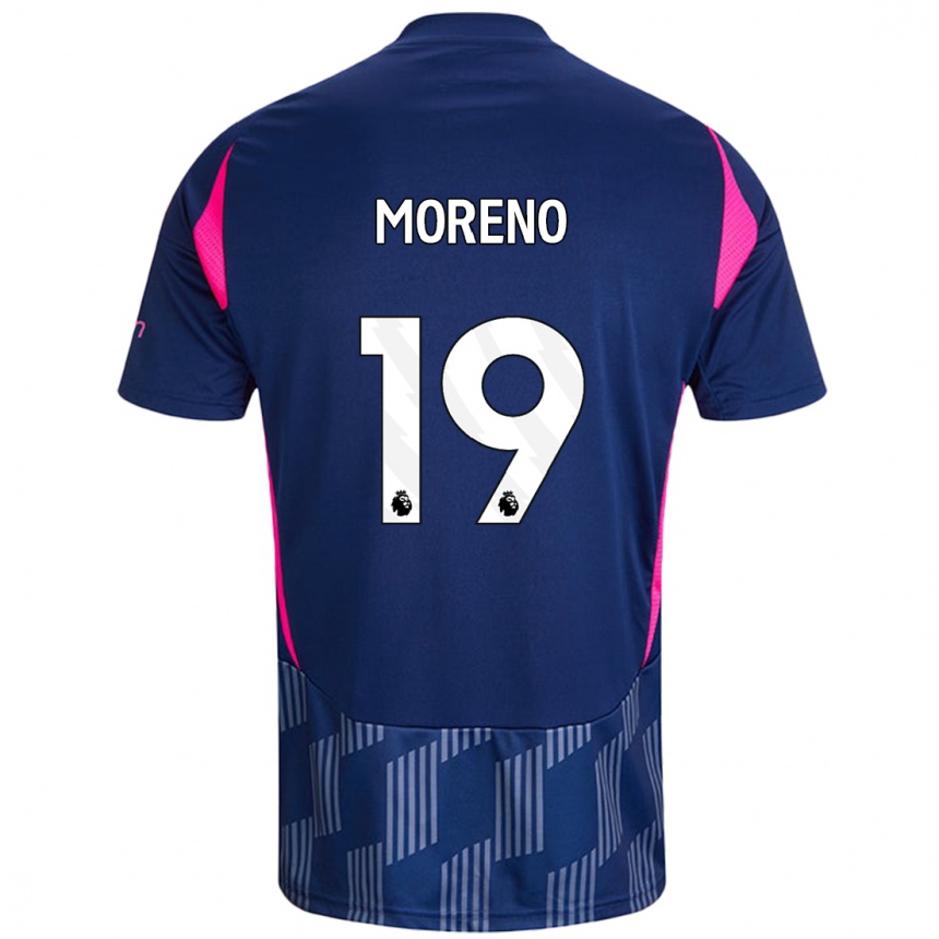 Kids Football Álex Moreno #19 Royal Blue Pink Away Jersey 2024/25 T-Shirt Nz