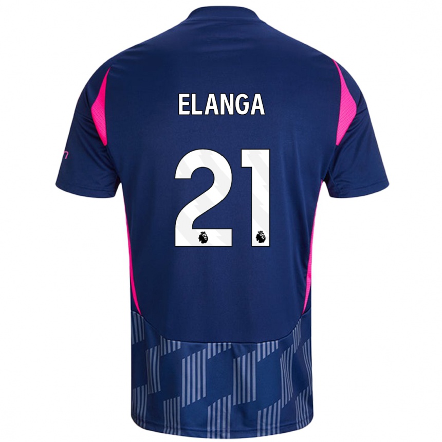 Kids Football Anthony Elanga #21 Royal Blue Pink Away Jersey 2024/25 T-Shirt Nz