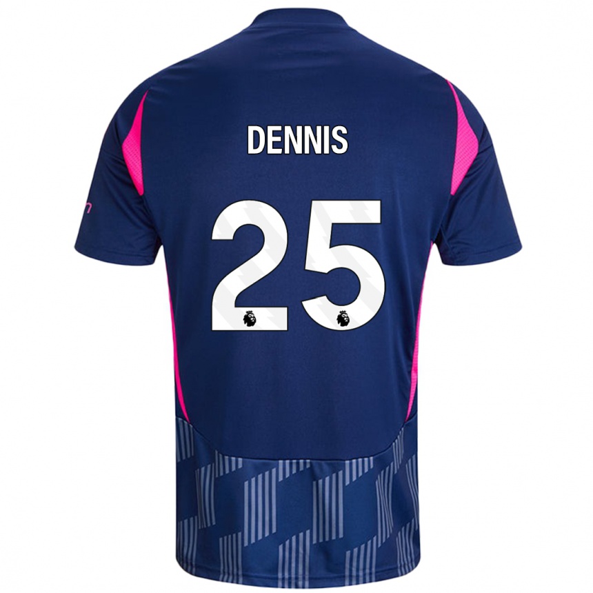 Kids Football Emmanuel Dennis #25 Royal Blue Pink Away Jersey 2024/25 T-Shirt Nz