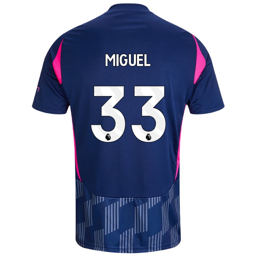 Kids Football Carlos Miguel #33 Royal Blue Pink Away Jersey 2024/25 T-Shirt Nz