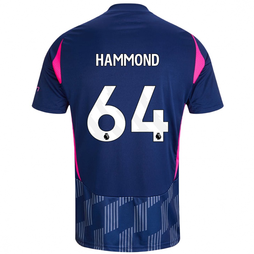 Kids Football Ben Hammond #64 Royal Blue Pink Away Jersey 2024/25 T-Shirt Nz